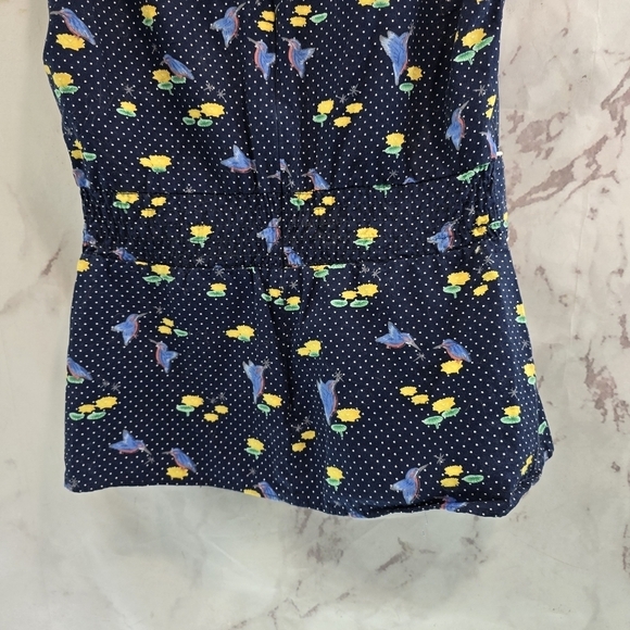 ModCloth Shirt Women Small Blue Pin Up Bird Floral Lilly Pad Trollied Dolly Tank - Picture 7 of 10